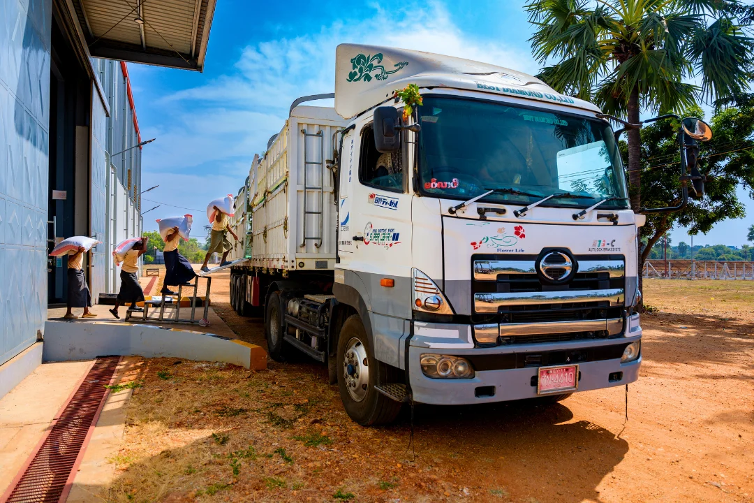 Export truck at facility loading dock