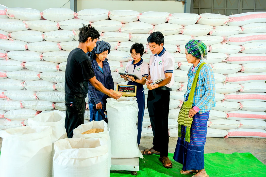 Weighing and inspecting commodity bags at warehouse